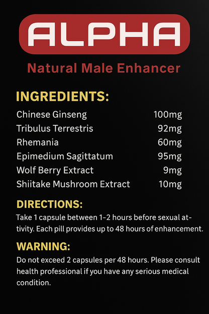 SEX PILL ALPHA MALE ROCK HARD 10 PACK 100% NATURAL BOOST ENERGY & STAMINA 🚀