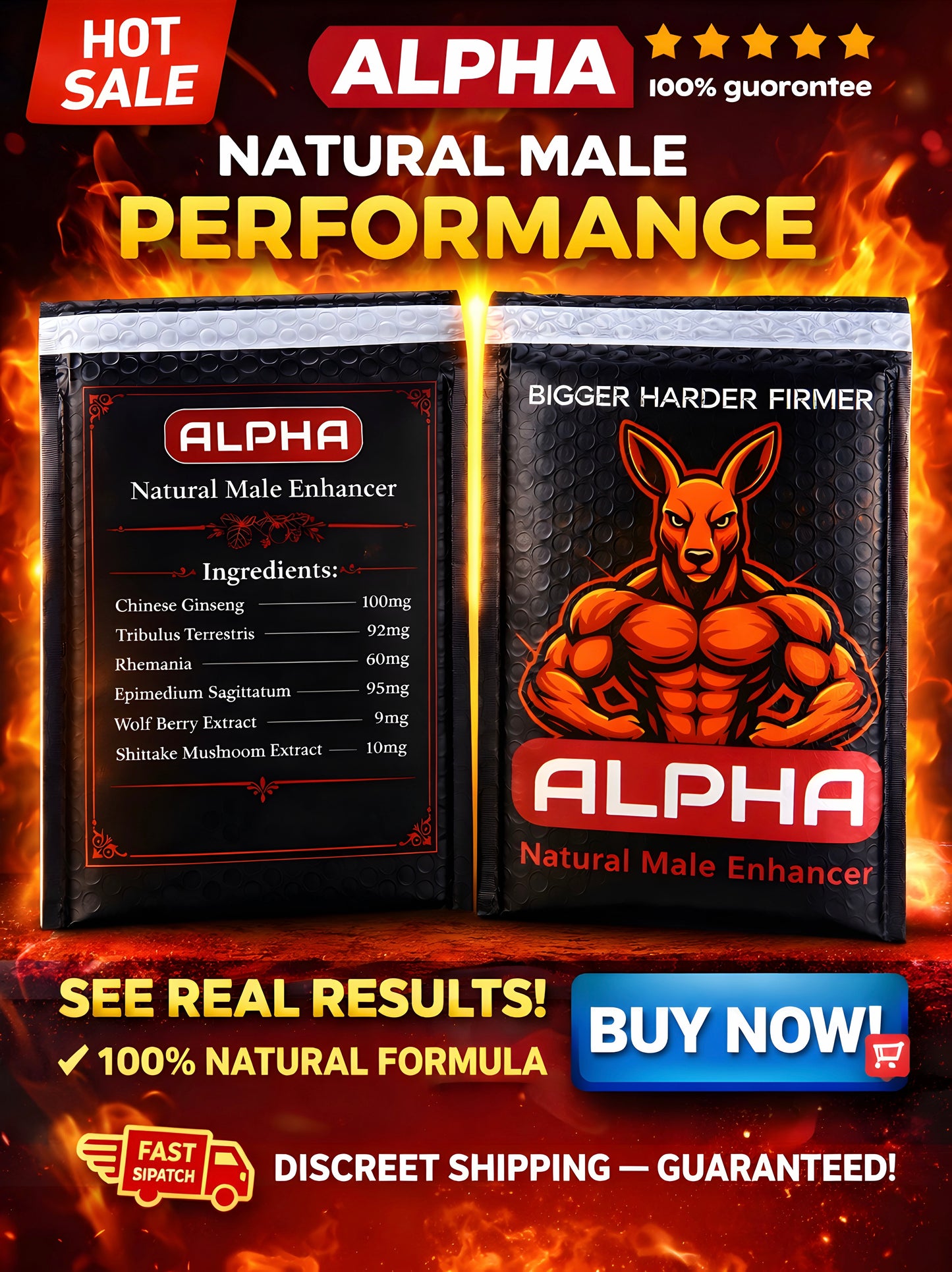 SEX PILL ALPHA MALE ROCK HARD 10 PACK 100% NATURAL BOOST ENERGY & STAMINA 🚀